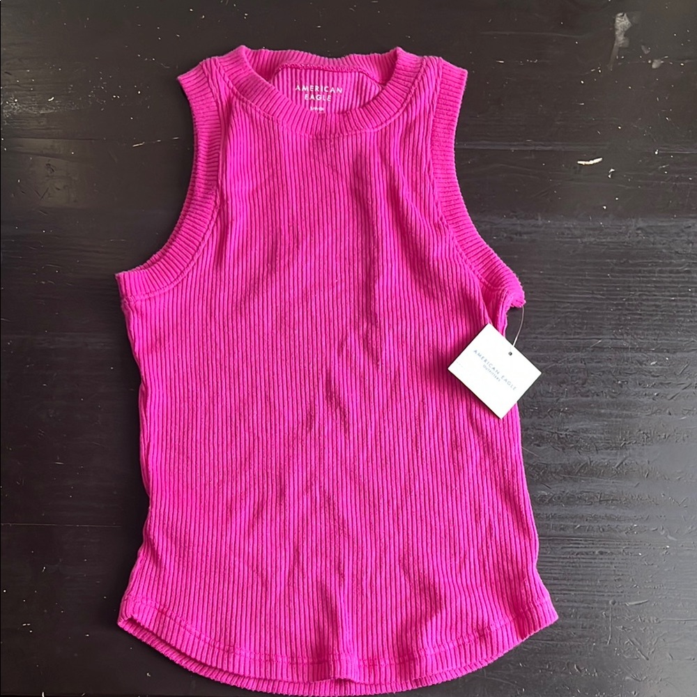 American Eagle Outfitters Pink Ribbed Sleeveless Tank